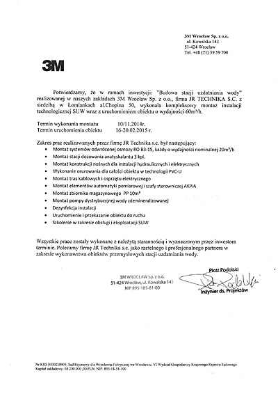 3M Wrocław Sp. z o.o. - stacja uzdatniania wody