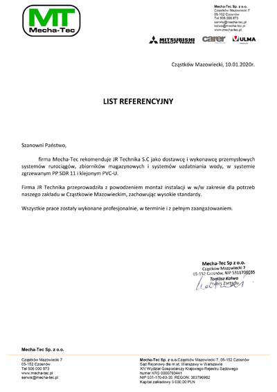 Mecha-Tec Sp. z o.o. - system uzdatniania wody